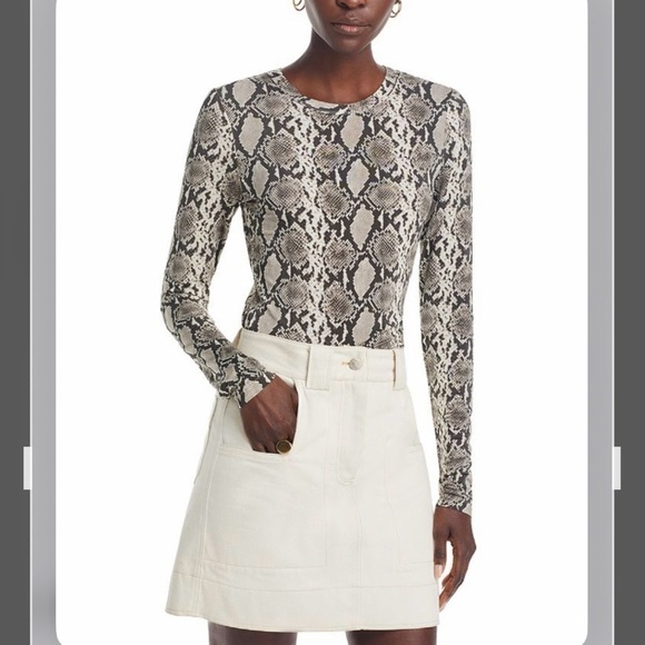 RAG & BONE Sabeen Print Long Sleeve T-Shirt in Beige multi Size M - Picture 4 of 13